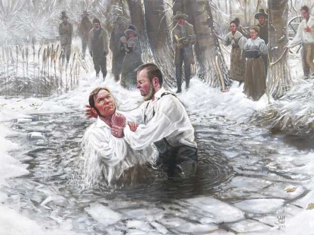 Zerah Pulsipher baptizing Wilford Woodruff